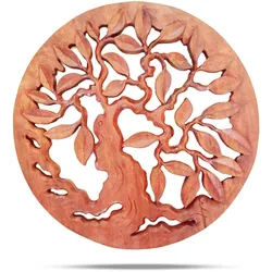 Round Decorative Wooden Chunk Tree of Life Panel 40cm