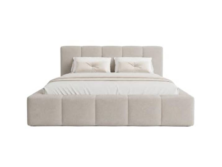 Chilly. Möbel Design Bett Palermo - Komfort Polsterbett mit Stauraum und elegantem Kopfteil - 200x200 cm - Holzrahmen - Velo Beige