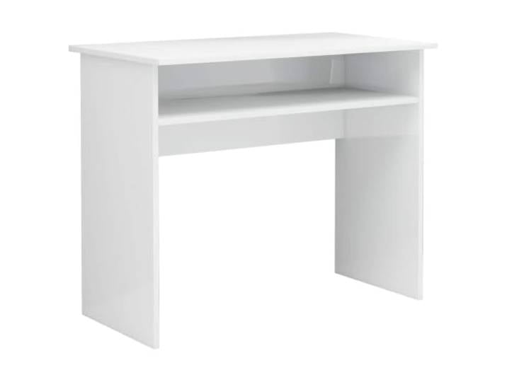 LMTYOENFG Schreibtisch Hochglanz-Weiß 90x50x74 cm Bürotisch Holzwerkstoff Kompakter Bürotisch mit offenem Ablagefach für Ordner und Bücher, ideal für Arbeitszimmer, Jugendzimmer und Homeoffice.