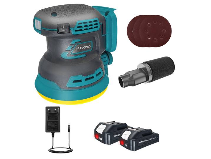 Ponceuse orbitale aléatoire électrique sans fil, disque sans balais, meulage, polisseuse, ponceuse à 3 vitesses, adaptée à la batterie Makita 18V, 125mm