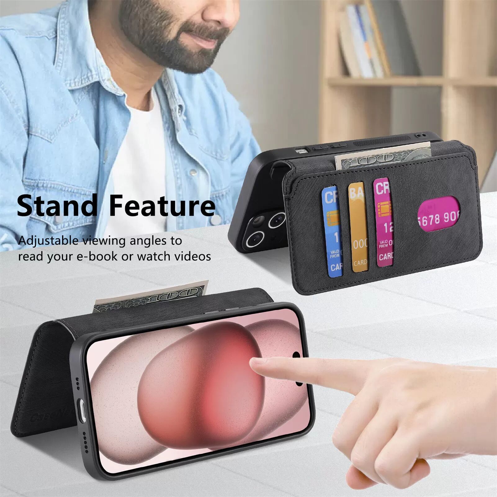 INF Étui portefeuille MagSafe pour iPhone 16 Pro Max - Coque détachable 2 en 1 iPhone 13