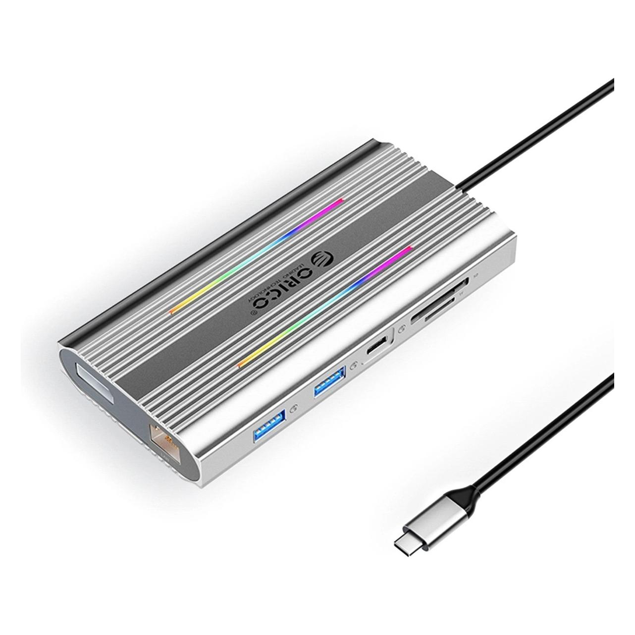 Orico USB-C XDR 12-in-1 RGB Dockingstation USB-A USB-C 2x HDMI 4K (USB-C, 12 Ports) (6941788803879)