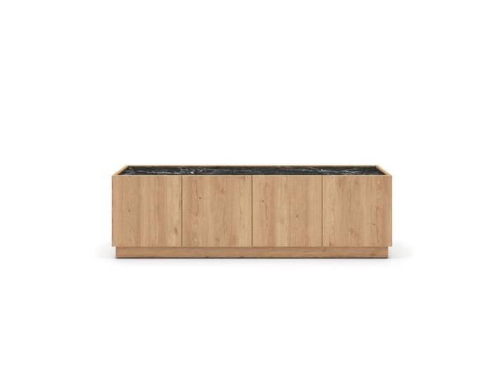 AUREN - Meuble TV 160cm en mélamine - Chêne clair