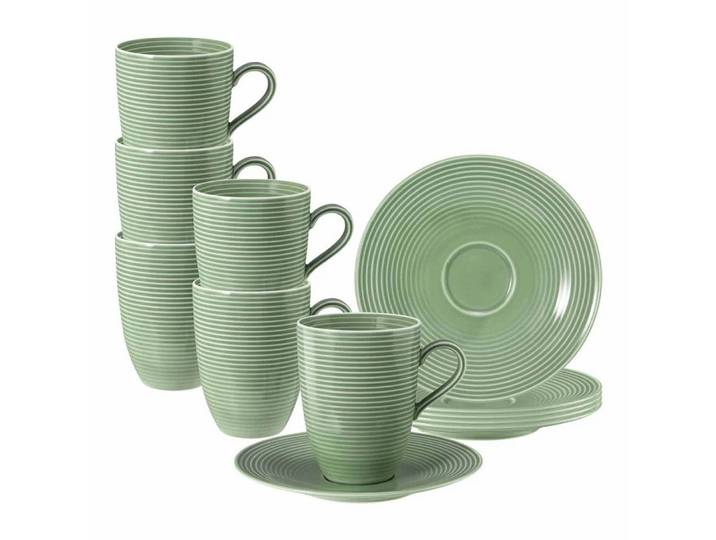 Seltmann Weiden Becher Seltmann Weiden Beat Salbeigrün Becher + Untertasse 6er Set, Porzellan