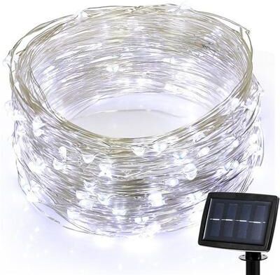 Inspired Deals Solar Fairy String Lights 22M 200 LED Outdoor Garden Lights With 8 Lighting Modes white Light