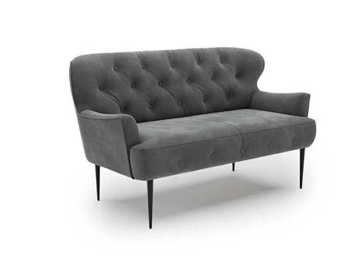 CAVADORE 2-Sitzer Küchensofa Amba, Trendige Sitzbank für Küche oder Esszimmer / 153 x 97 x 87 / Hochwertiges Mikrofaser: Grau