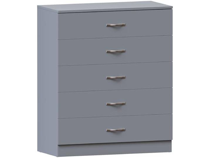 Vida Designs Riano Kommode mit 5 Schubladen Grau 90 H x 75 B x 36 T cm Platzsparend Schubladenstütze gegen Durchbiegen Metallgriffe Leichtgängige Schubladenführungen Schlafzimmermöbel