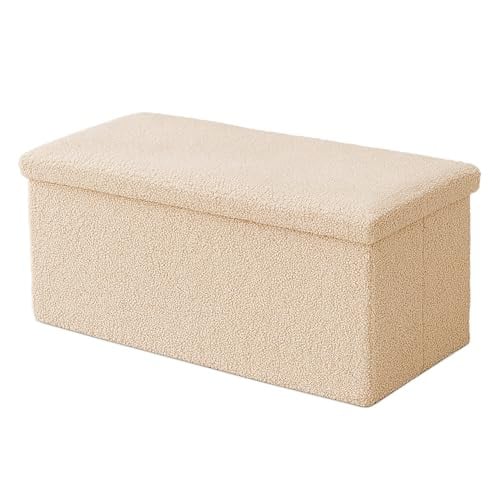 Relaxdays bankje met boucle-stof in beige