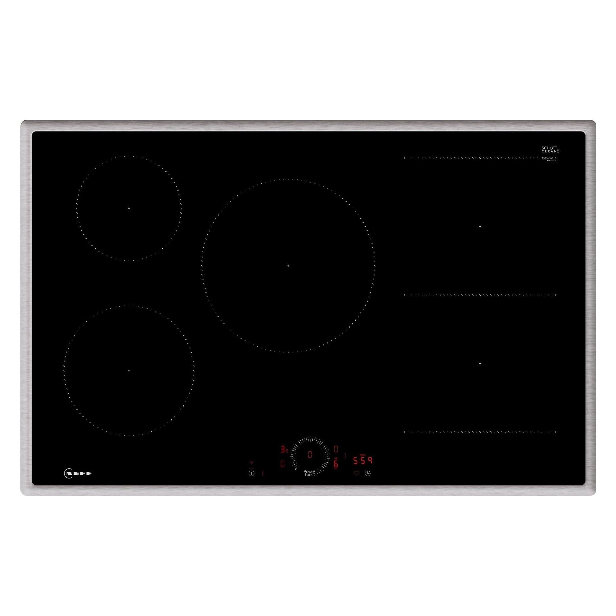 Neff N 70, Induktionskochfeld, 80 cm, Schwarz, Mit Rahmen aufliegend, T58SHW1L0 (80.20 cm, Elektrokochfeld) (T58SHW1L0)