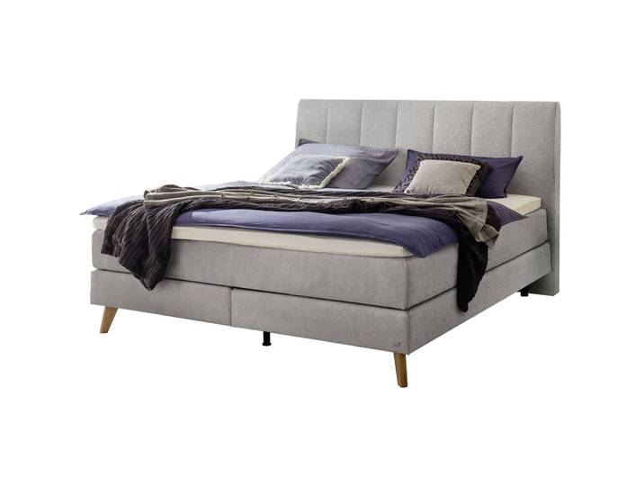 Hasena Boxspringbett Fernanda Light Grey Stoff 140 x 200 cm - Boxspringbett