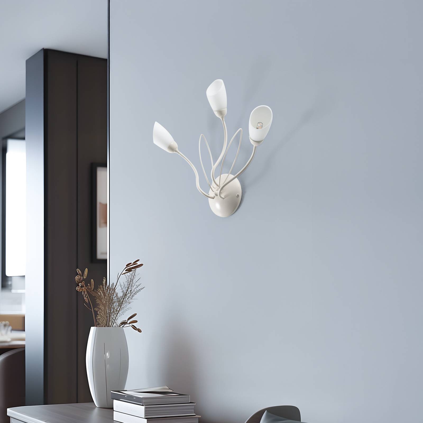 Wandlampe Gloriosa Jupiter, dimmbar, creme / amber, für Wohn- / Esszimmer, Metall, Wandleuchte, Wandlampe Innen