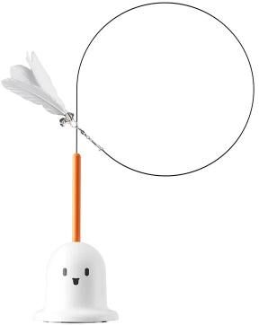 Inspired Living Interactive Cat Badminton Teaser Toy With Detachable Stick And Play Balls white