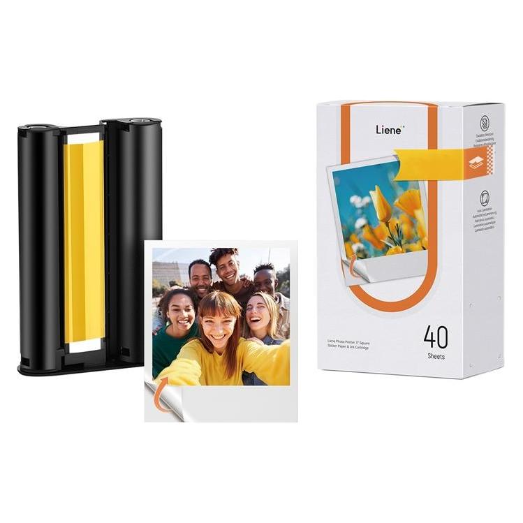 Liene Amber 3*3" Square Sticky Photo Paper 40 Sheets+1 Ink (40 Stk.) (LA002-65007)
