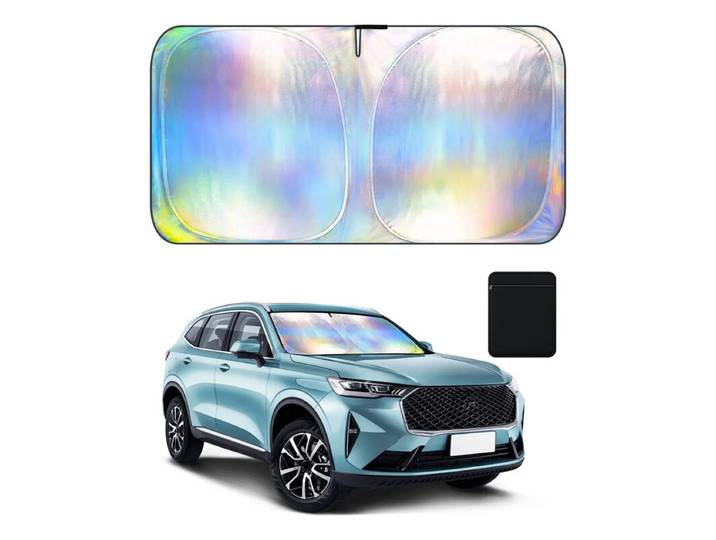 Pare-soleil pour vitre automobile avec sac de rangement, préserve la fraîcheur de l'habitacle, pare-soleil universel pour pare-brise compatible avec voitures, camions et SUV 145*80cm