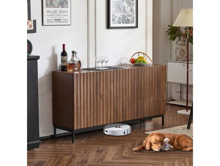 Buffet Moderne Meuble de Rangement pour Salon ou Entrée 150x40x80 cm Bois Foncé avec 3 Portes Étagères Réglables