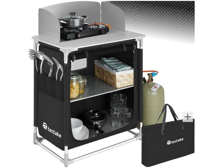 Aluminium Campingküche 76x53,5x107cm - schwarz