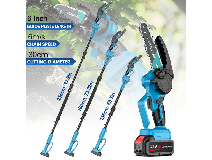 Scie à perche télescopique de 2 m, scie à chaîne électrique sans balais de 6 pouces, scie à branches hautes, outils de jardinage électriques pour batterie Makita
