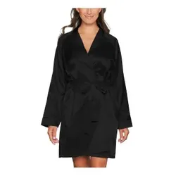 Lady Avenue Satin Short Kimono Schwarz X-Small Damen