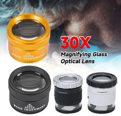 Inspire Select 30X LED UV Handheld Jewelry Loupe Adjustable Optical Magnifying Glass For Watch Repair & Currency Detection black Model A