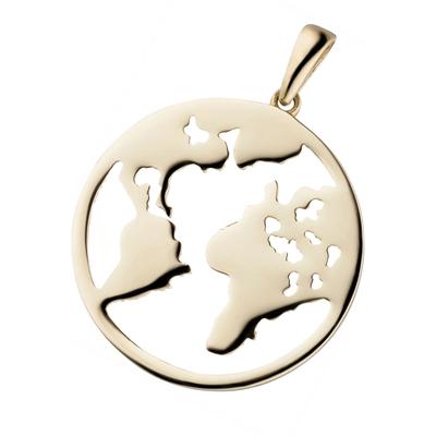 Kettenanhänger JOBO "Anhänger Welt Weltkarte 19 mm", gold (gelbgold 333), Schmuckanhänger, Damen, Gelbgold 333, Kettenanhänger, 333 Gold