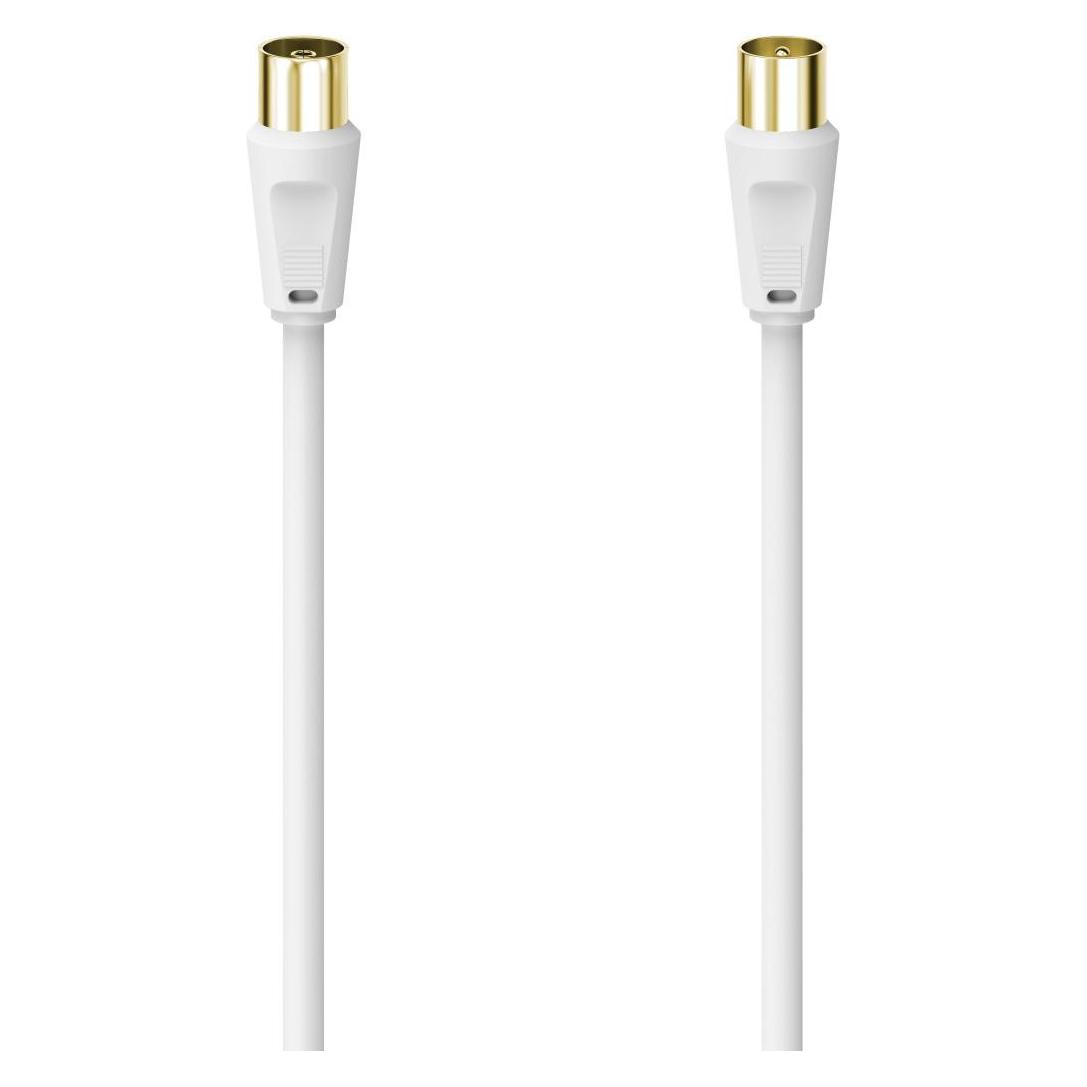 Hama Antennen-Kabel, Koax-Stecker - Koax-Kupplung, vergoldet, 3 m, 100 dB, Weiss (100 dB, Antennenkabel) (00305067)