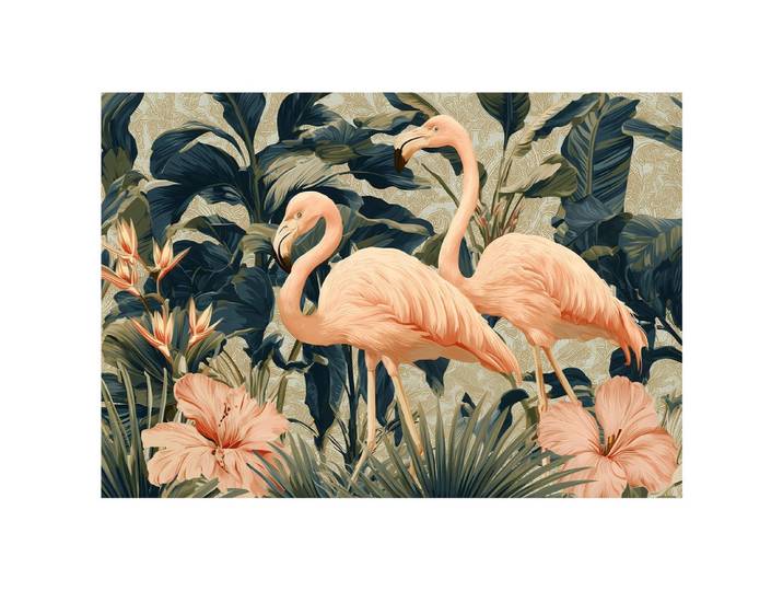 FOTOTAPETE Flamingo Blätter Grün 250x175 cm