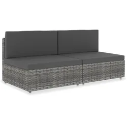 vidaXL Modulares 2-Sitzer-Sofa Poly Rattan Grau