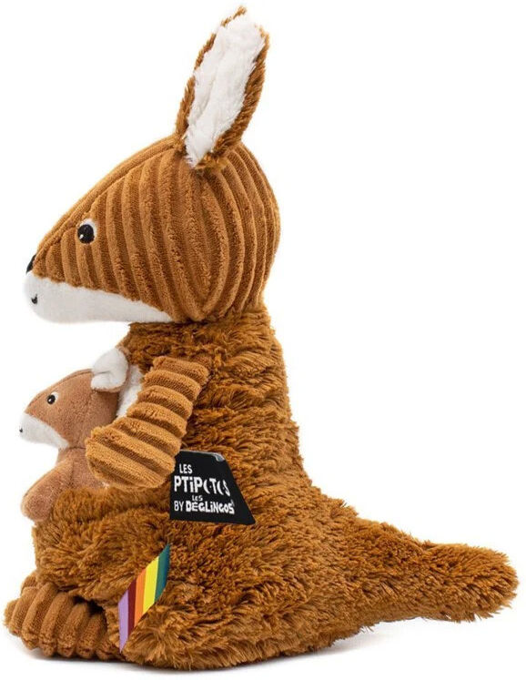 Peluche Les Ptipotos Wild Collection : Kangourou Allézou maman et son bébé Marron Cassonnade - Les Déglingos
