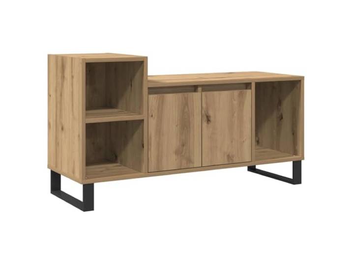 KGFHERENB TV-Schrank Fernsehtisch 100x35x55 cm Artisan-Eiche Vielseitiges Lowboard fürs Wohnzimmer mit 5 geschlossenen Fächern und Metallbeinen für saubere Medienaufbewahrung.