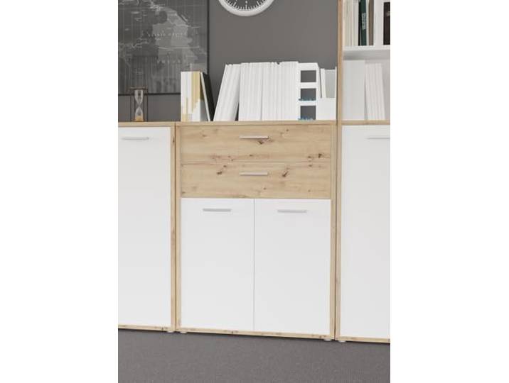 möbelando Stauraumschrank >Keflavik < in braun,weiß - 84,5x115,1x41,5cm (BxHxT)