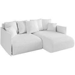 ECKSOFA Ottomane rechts ONESK-L 216x177x72 Weiß Bouclé