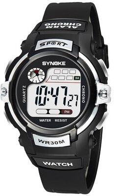 Everyday Crate SYNOKE 99569 Kids Digital Watch Waterproof LCD Luminous Children Sports Watch black Silver