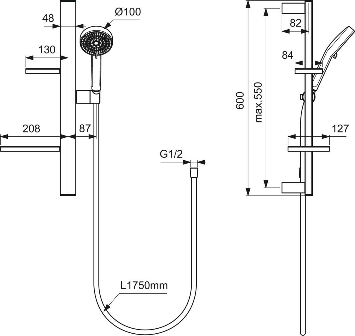 Ideal Standard ALU+ Brausekombination mit Brausestange