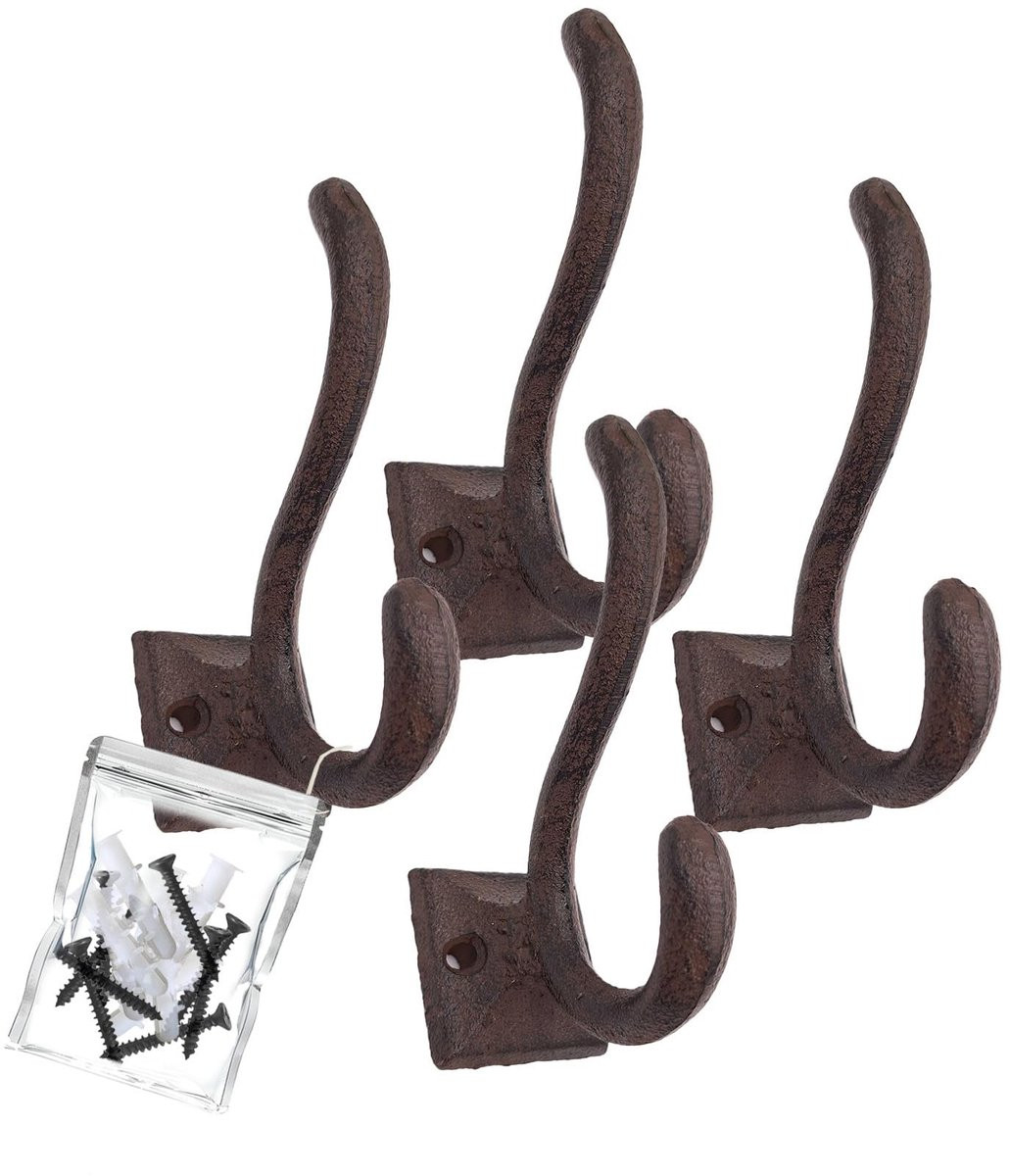 Set van 4 decoratieve wandhaken van gietijzer