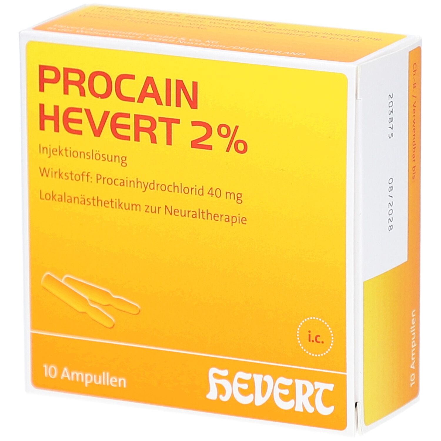 Procain Hevert 2% Injektionslösung Ampullen 10x2 ml