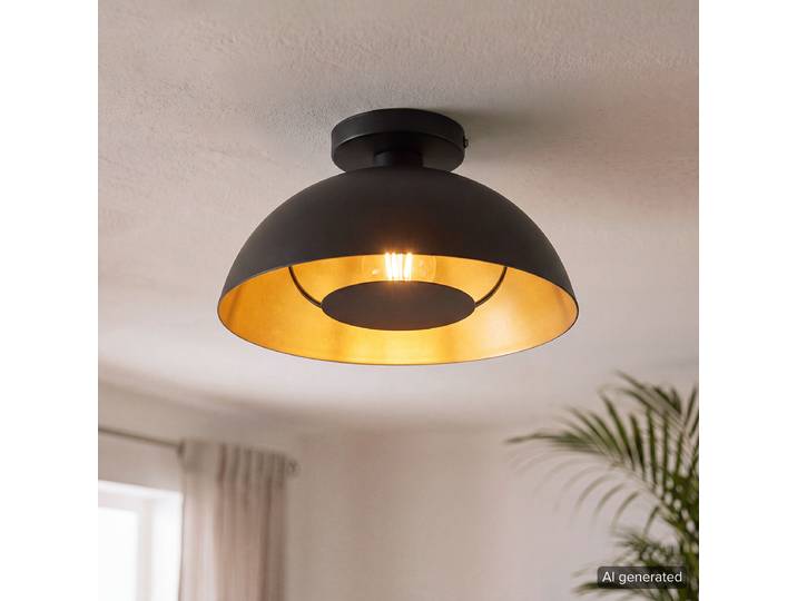 Deckenleuchte Avira 25 x 19 x 25cm Schwarz/Schwarz Eisen, pulverbeschichtet E27