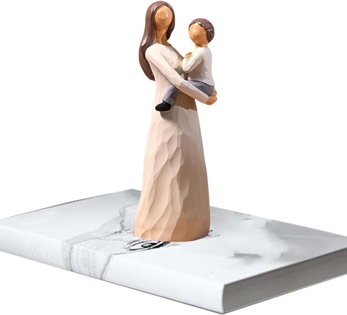 Hars Moeder en Kind Beeld - Familie Ornament Sculptuur voor Woonkamer Decoratie
