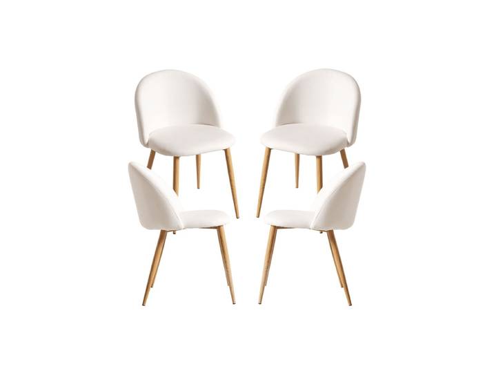 4er Set Vint Kunstleder Stühle - Weiß