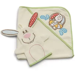 NICI Kapuzenbadetuch Hase Tilli und Spiel-Waschhandschuh 28 cm