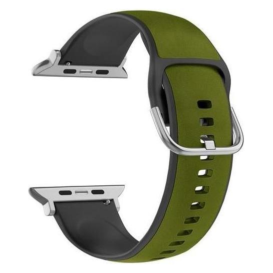 Beline pasek Apple Watch Silico Leather 42/44/45/49mm zielono-czarny /green-black box (Eco-Leder, Leder, Silikon) (Beli03135)