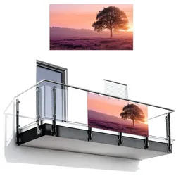 BALKON-SICHTSCHUTZ Baum - Heidekraut - Sonnenaufgang Witterungsbeständig 200x110 cm