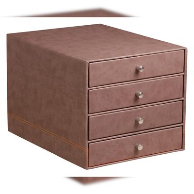 Rhodiarama Schubladenbox mit 4 geschlossenen Laden, Kunstleder, 24,8x32 ,7x22,8cm - Schokoladenbraun 318863C