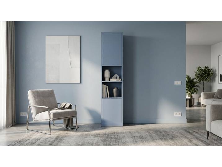 Regal / blau / hoch Premium Dekore Nebelblau