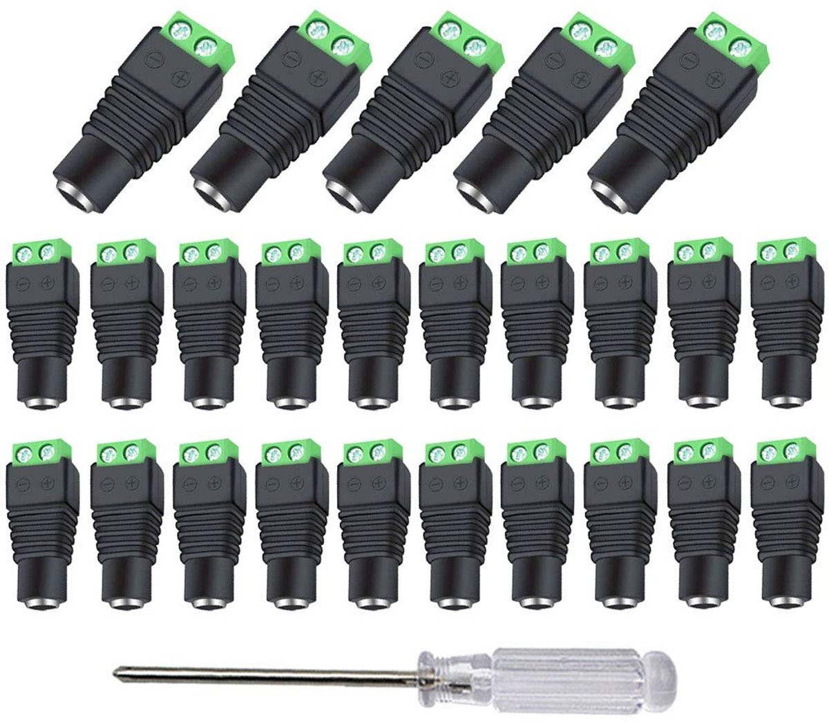 Store_9 DC Voedingsconnectoradapter Vrouwelijke Stekker 25 Stuks Groen voor CCTV-camera en LED-strip 12V/24V