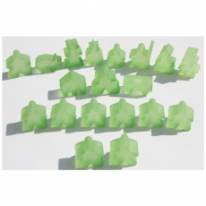 Hans im Glück Carcassonne - Meeple - 19er-Set (komplettes Spielfiguren-Set) - FROZEN Hellgrün 293396