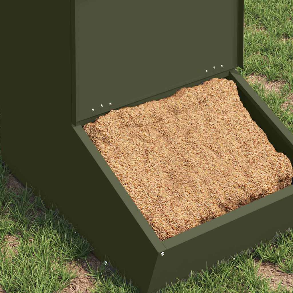 vidaXL Distributeur de porcs Vert olive 55 x 38 x 76 cm 20 kg