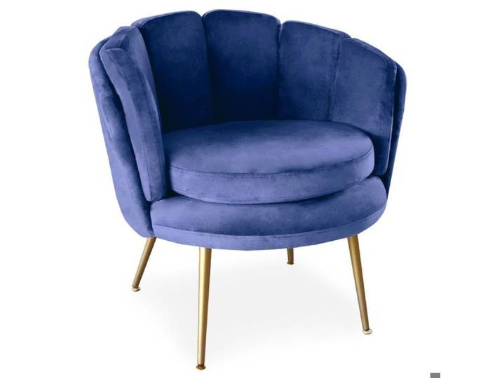 MENZZO Fauteuil arrondi Brenda Velours Bleu