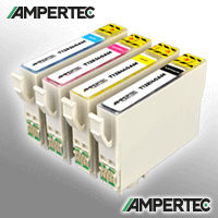 4 Ampertec Tinten ersetzt Epson C13T128540 Multipack KCMY