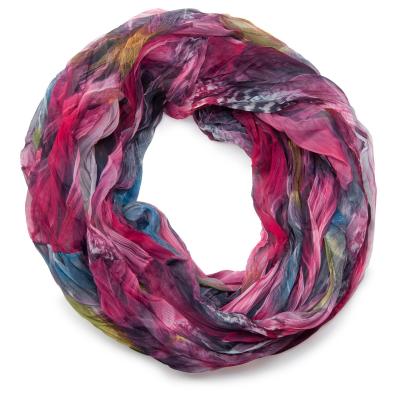 Loop STYLEBREAKER "Loop mit Feder Muster", Damen, pink, Obermaterial: 100% Viskose CV., Modisch, Modetücher Loop