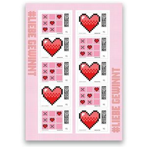 DeutschePost Briefmarken Set, 10 Stück à 95cent, Tic Tac Toe red, Standardbrief/Postkarte,selbstklebend